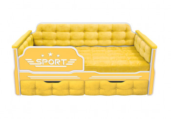 Кровать 190 серии Спорт 2 ящика 74 Жёлтый (мягкие боковые накладки) в Новосибирске - mebel54.com | фото