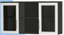 Антресоль большая с двумя стеклодверями ДЛЯ ГОСТИНОЙ АБС-2 Венге/Дуб выбеленный в Новосибирске - mebel54.com | фото
