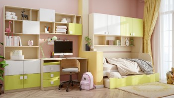 Детская комната Эппл (Зеленый/Белый/корпус Клен) в Новосибирске - mebel54.com | фото