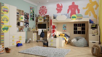 Детская комната Клаксон (Бежевый/корпус Клен) в Новосибирске - mebel54.com | фото