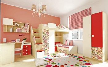 Детская комната Ретвит (Бежевый/Красный/корпус Клен) в Новосибирске - mebel54.com | фото