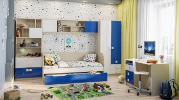 Детская комната Скай Люкс (Синий/Белый/корпус Клен) в Новосибирске - mebel54.com | фото