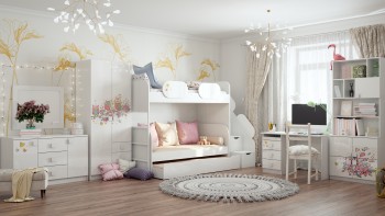 Детская комната Совушки (Белый/корпус Выбеленное дерево) в Новосибирске - mebel54.com | фото