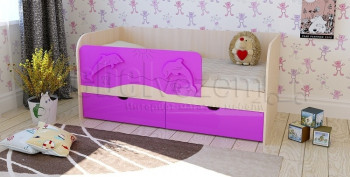 Друзья Кровать детская 2 ящика 1.6 Фиолетовый глянец в Новосибирске - mebel54.com | фото