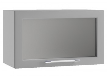 Гарда ПГС 600 шкаф верхний горизонтальный со стеклом (Белый Эмалит/корпус Серый) в Новосибирске - mebel54.com | фото
