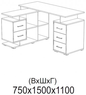 Компьютерный стол угловой СКМУ-3 белый в Новосибирске - mebel54.com | фото