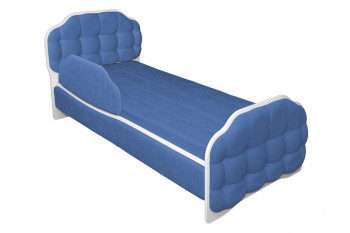 Кровать 160 Атлет 29 Синий (мягкий бортик) в Новосибирске - mebel54.com | фото
