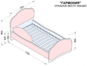 Кровать 160 Гармония 08 Шоколад (мягкий бортик) в Новосибирске - mebel54.com | фото