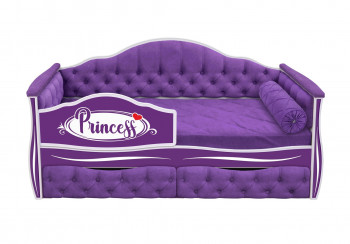 Кровать 160 серии Иллюзия 2 ящика 32 Фиолетовый (мягкие боковые накладки/подушка валик) в Новосибирске - mebel54.com | фото