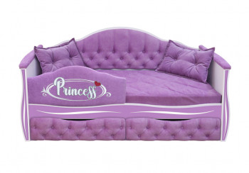 Кровать 160 серии Иллюзия 2 ящика 67 Светло-фиолетовый (подушки/мягкий бортик) в Новосибирске - mebel54.com | фото