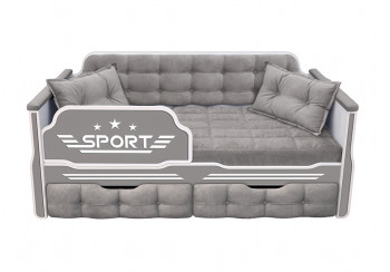 Кровать 160 серии Спорт 2 ящика 45 Серый (подушки) в Новосибирске - mebel54.com | фото