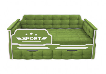 Кровать 160 серии Спорт 2 ящика 76 Зелёный (мягкие боковые накладки) в Новосибирске - mebel54.com | фото