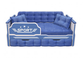Кровать 160 серии Спорт 2 ящика 85 Синий (подушки) в Новосибирске - mebel54.com | фото