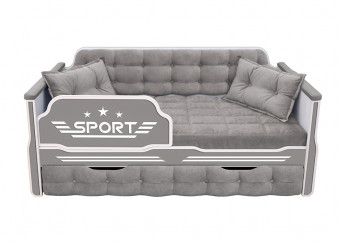 Кровать 170 серии Спорт 1 ящик 45 Серый (подушки) в Новосибирске - mebel54.com | фото