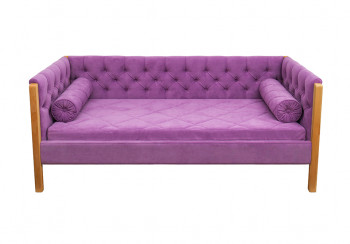 Кровать 180 серии Леди  32 Фиолетовый (подушка валик) в Новосибирске - mebel54.com | фото