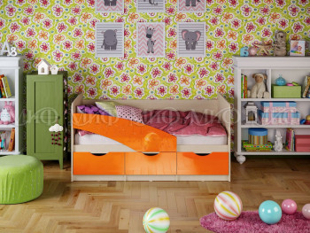 Кровать Бабочки 1,6м (Оранжевый металлик) в Новосибирске - mebel54.com | фото