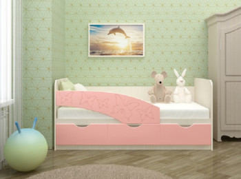 Кровать Бабочки 1,6м (Розовый металлик) в Новосибирске - mebel54.com | фото