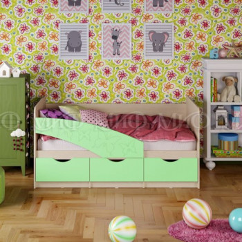Кровать Бабочки 1,6м (Салат матовый) в Новосибирске - mebel54.com | фото