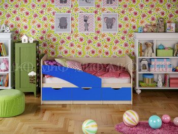 Кровать Бабочки 1,6м (Синий матовый) в Новосибирске - mebel54.com | фото