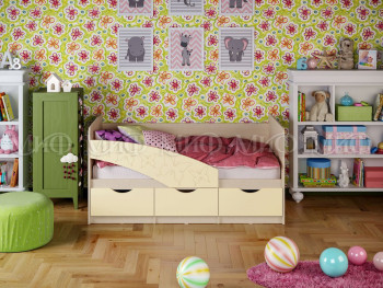 Кровать Бабочки 1,6м (Ваниль матовый) в Новосибирске - mebel54.com | фото