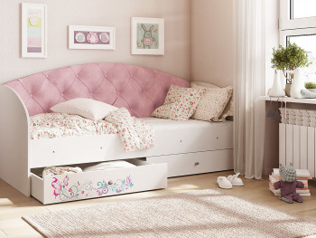 Кровать детская Эльза Белый/Розовый в Новосибирске - mebel54.com | фото