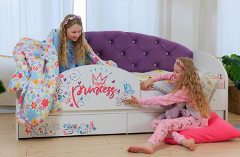 Кровать детская Эльза с бортиком Принцесса Белый/Фиолетовый в Новосибирске - mebel54.com | фото