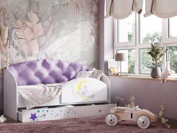 Кровать детская Звездочка Белый/Фиолетовый в Новосибирске - mebel54.com | фото