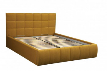 Кровать "Диана" ш. 1400 (Н=1010мм) (жаккард горчица) в Новосибирске - mebel54.com | фото