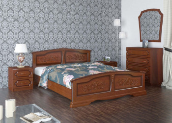 Кровать Елена из массива сосны 1200*2000 Орех в Новосибирске - mebel54.com | фото
