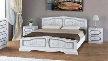 Кровать Елена из массива сосны 1600*2000 Белый Жемчуг в Новосибирске - mebel54.com | фото