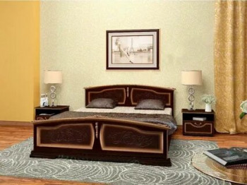 Кровать Елена из массива сосны 1600*2000 Орех Тёмный в Новосибирске - mebel54.com | фото