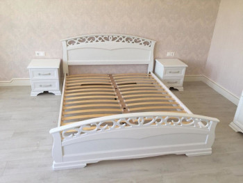 Кровать Грация-1 из массива сосны 1600*2000 Белый античный в Новосибирске - mebel54.com | фото
