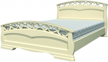 Кровать Грация-1 из массива сосны 1600*2000 Слоновая кость в Новосибирске - mebel54.com | фото