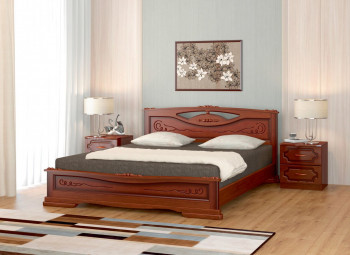 Кровать Карина-7 из массива сосны 1400*2000 Орех в Новосибирске - mebel54.com | фото