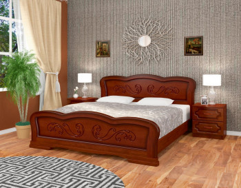 Кровать Карина-8 из массива сосны 1200*2000 Орех в Новосибирске - mebel54.com | фото
