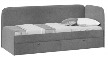 Кровать «Молли» с мягкой обивкой (900) тип 1 (Микровелюр Scandi Graphite 22) в Новосибирске - mebel54.com | фото