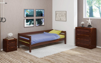 Кровать одинарная ГЛОРИЯ из массива сосны  900*2000 (Орех) в Новосибирске - mebel54.com | фото