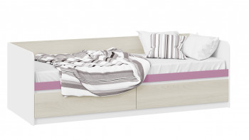 Кровать «Сканди» с 2 ящиками Дуб Гарден/Белый/Лиловый в Новосибирске - mebel54.com | фото