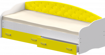 Кровать Софа-7 с мягкой спинкой (800х1900) Белый/Желтый в Новосибирске - mebel54.com | фото