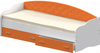 Кровать Софа-7 с мягкой спинкой (800х1900) Белый/Оранжевый в Новосибирске - mebel54.com | фото