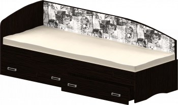 Кровать Софа-9 с мягкой спинкой с рисунком Милана (900х1900) Венге в Новосибирске - mebel54.com | фото