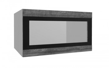 Лофт ВПГСФ 800 шкаф верхний горизонтальный со стеклом высокий с фотопечатью (Дуб бурый/корпус Серый) в Новосибирске - mebel54.com | фото