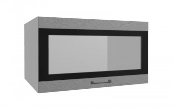 Лофт ВПГСФ 800 шкаф верхний горизонтальный со стеклом высокий с фотопечатью (Штукатурка серая/корпус Серый) в Новосибирске - mebel54.com | фото