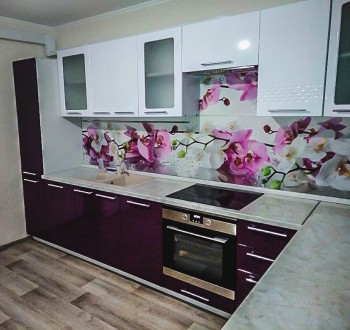 Модульная кухня Капля 2,9 м (Кофе с молоком глянец/Серый) в Новосибирске - mebel54.com | фото