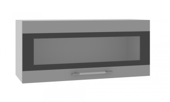 Норд ШВГС 800 Шкаф верхний горизонтальный со стеклом (Софт черный/корпус Белый) в Новосибирске - mebel54.com | фото