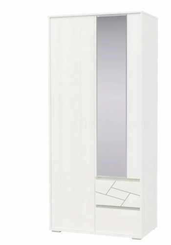 Шкаф 2-х дверный с ящиками Аделина 1000 Рамух белый в Новосибирске - mebel54.com | фото