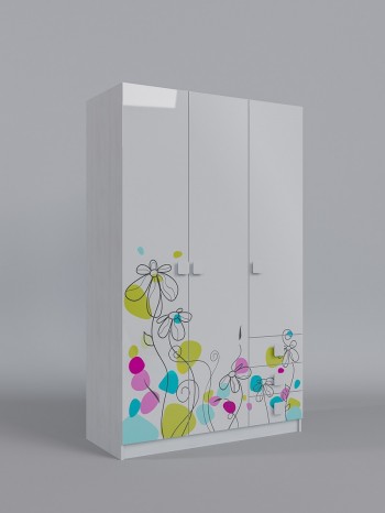 Шкаф 3-х створчатый с ящиками Флёр (Белый/корпус Выбеленное дерево) в Новосибирске - mebel54.com | фото