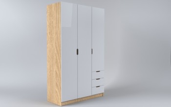 Шкаф 3-х створчатый с ящиками Лофт (Белый/корпус Дуб Сонома) в Новосибирске - mebel54.com | фото