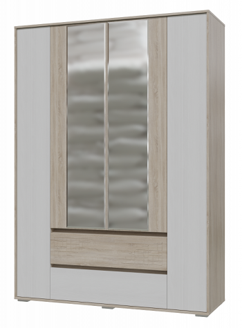 Шкаф 4-х дверный с ящиками Мальта 1600 Дуб сонома/Рамух белый в Новосибирске - mebel54.com | фото