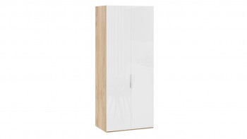Шкаф для одежды с 2 глухими дверями «Эмбер» Яблоня Беллуно/Белый глянец в Новосибирске - mebel54.com | фото